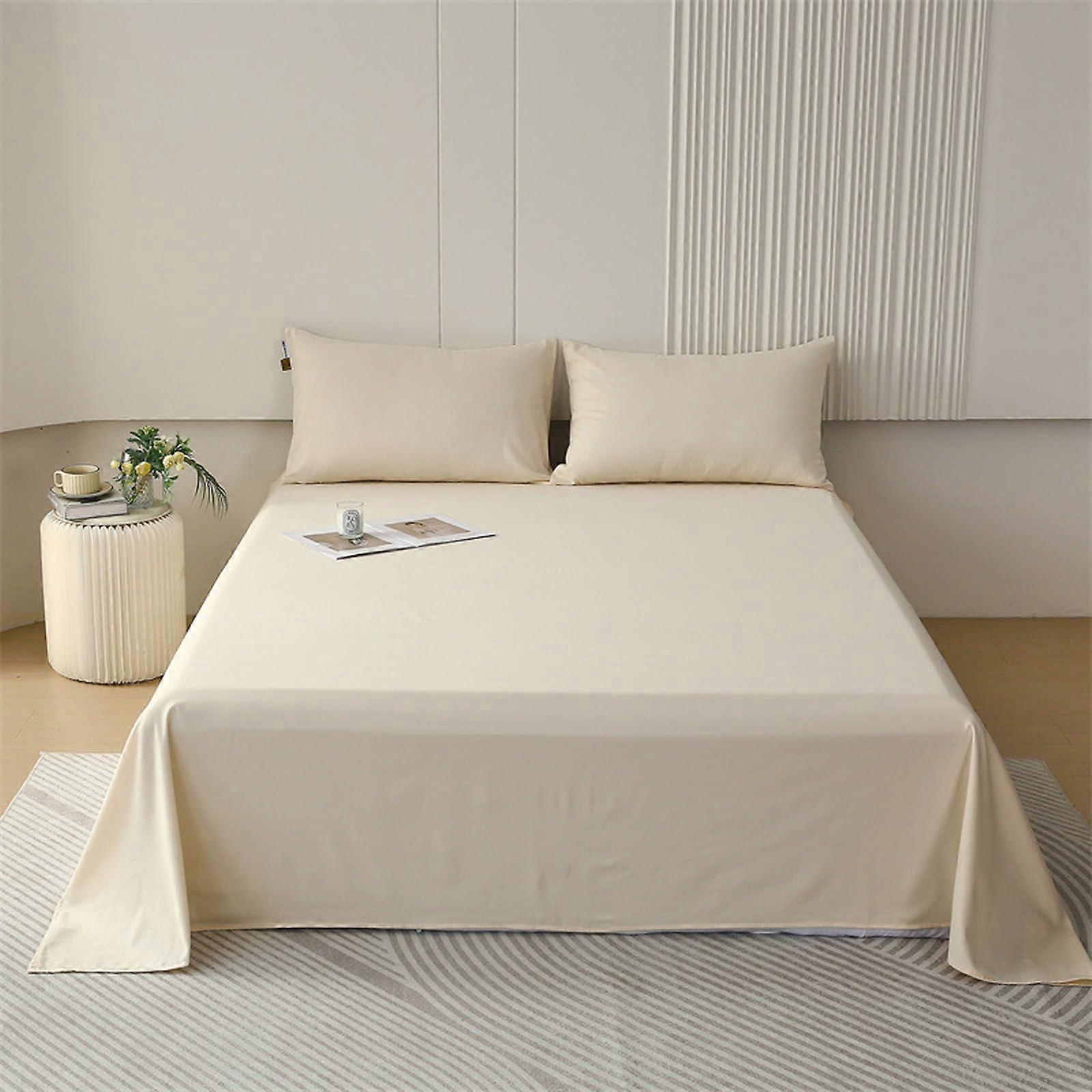 Cotton Flat Sheet 250x245cm King Size Breathable Anti Wrinkle Shrink Fade Resistant Count Comforts