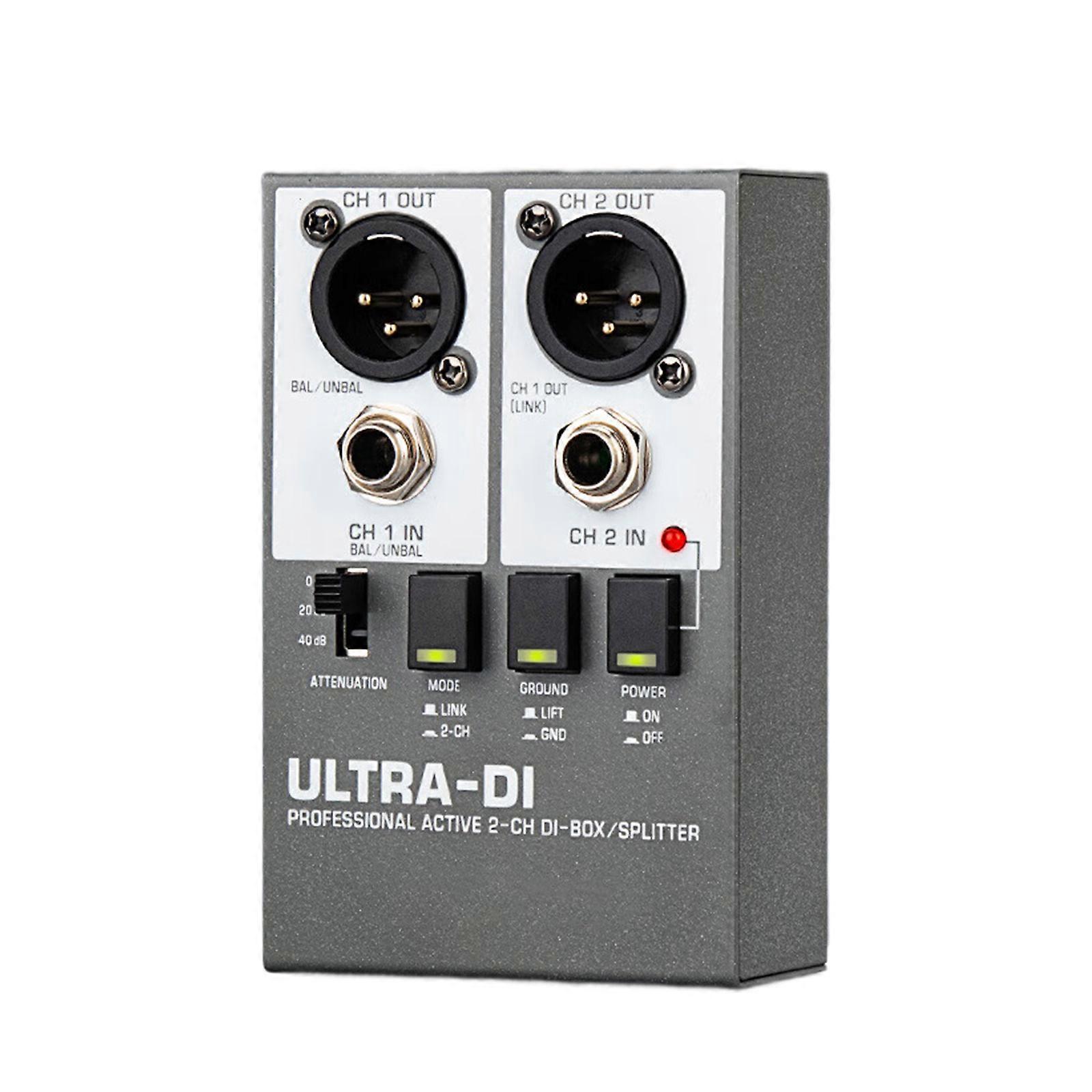 Impedance Matching DI Box No Power Required Metal Chassis Live Sound Equipment 2 Channel DI Box Multicolor