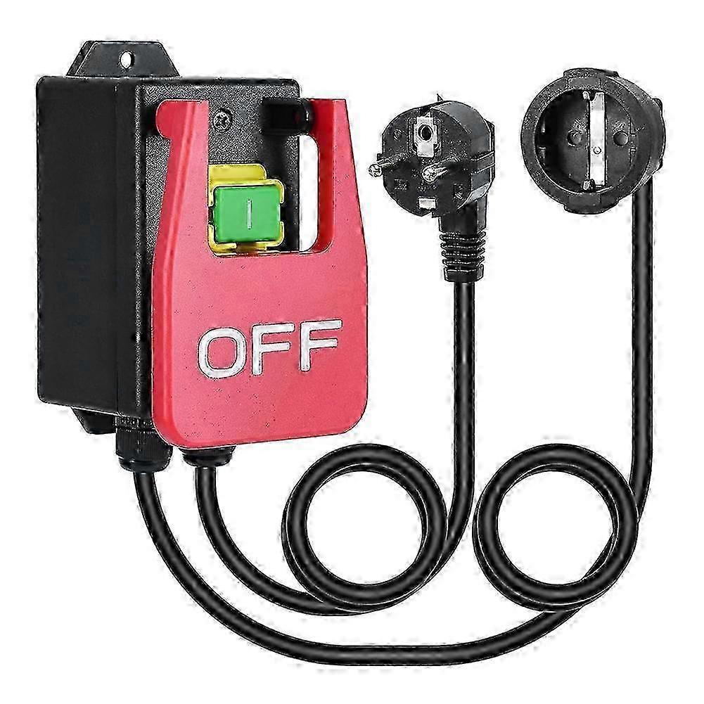 220V Single Phase Emergency Stop Switch with Large Stop Shield Paddle for Quick Shutdown EU Plug