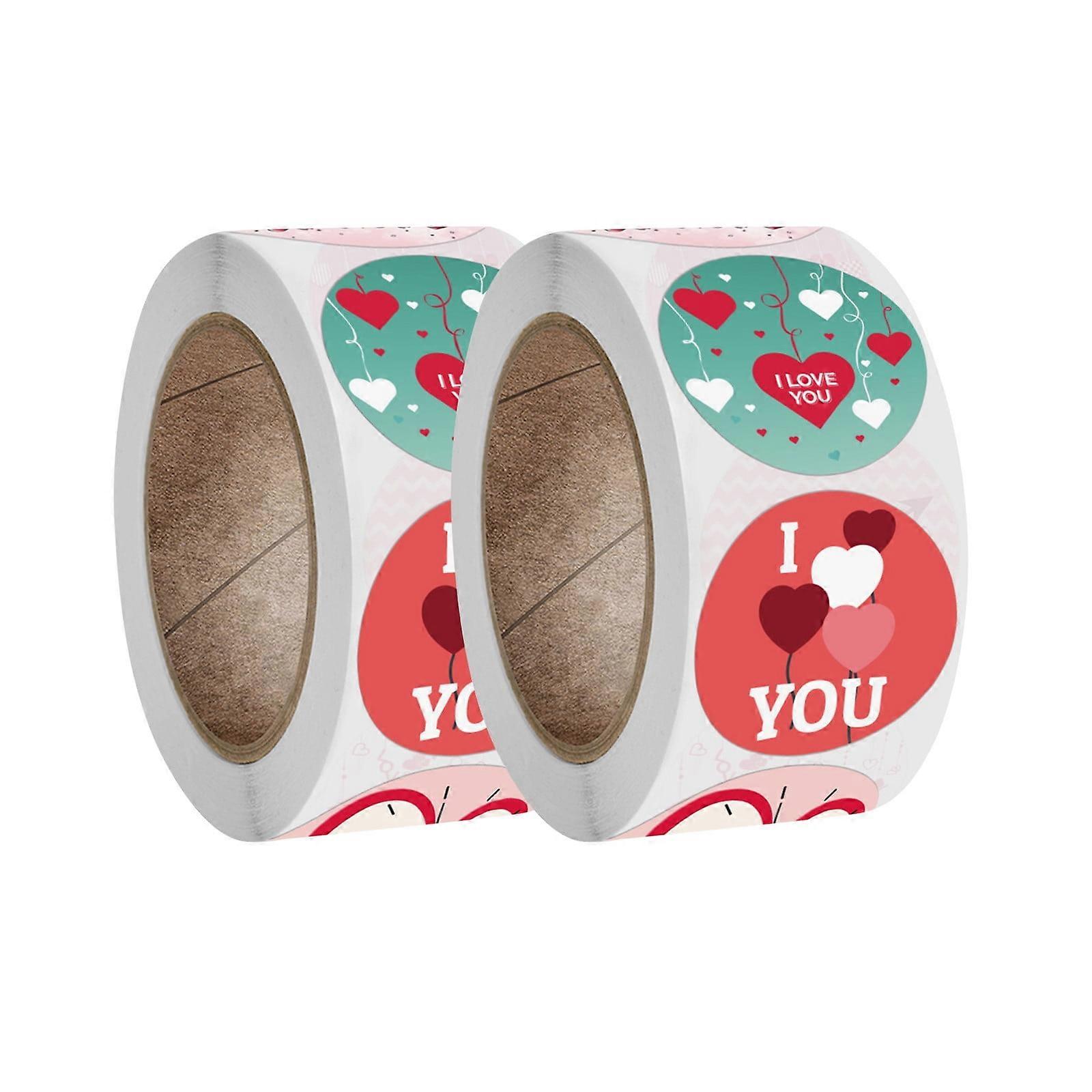 Valentine's Day Love Heart Stickers, "I LOVE YOU" Labels, Party Gift Box Decor, 1/2/3 Rolls, Compatible with Mouliraty