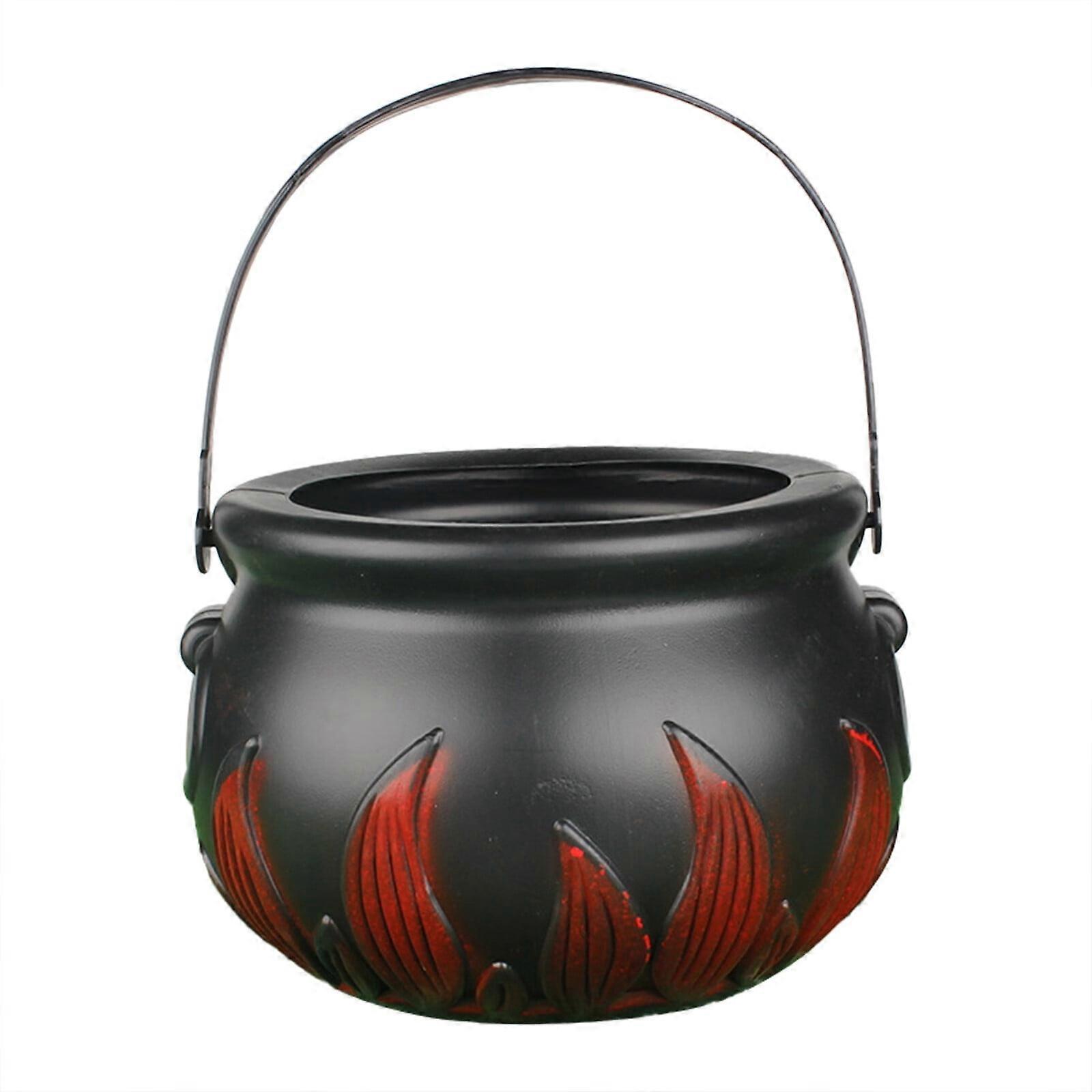 MIARHB Witch Cauldron Handheld Flame Barrel Black Cauldron Candy Buckets