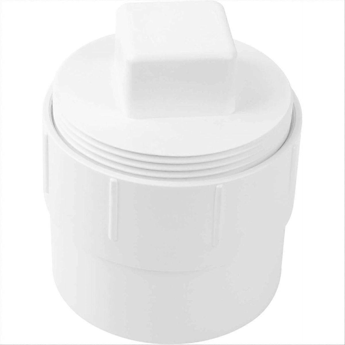 3inch PVC Sewer Cleanout Adapter with Plug Pipe Fitting, PVC DWV Flush Sewer Cleanout Cap for Outdo