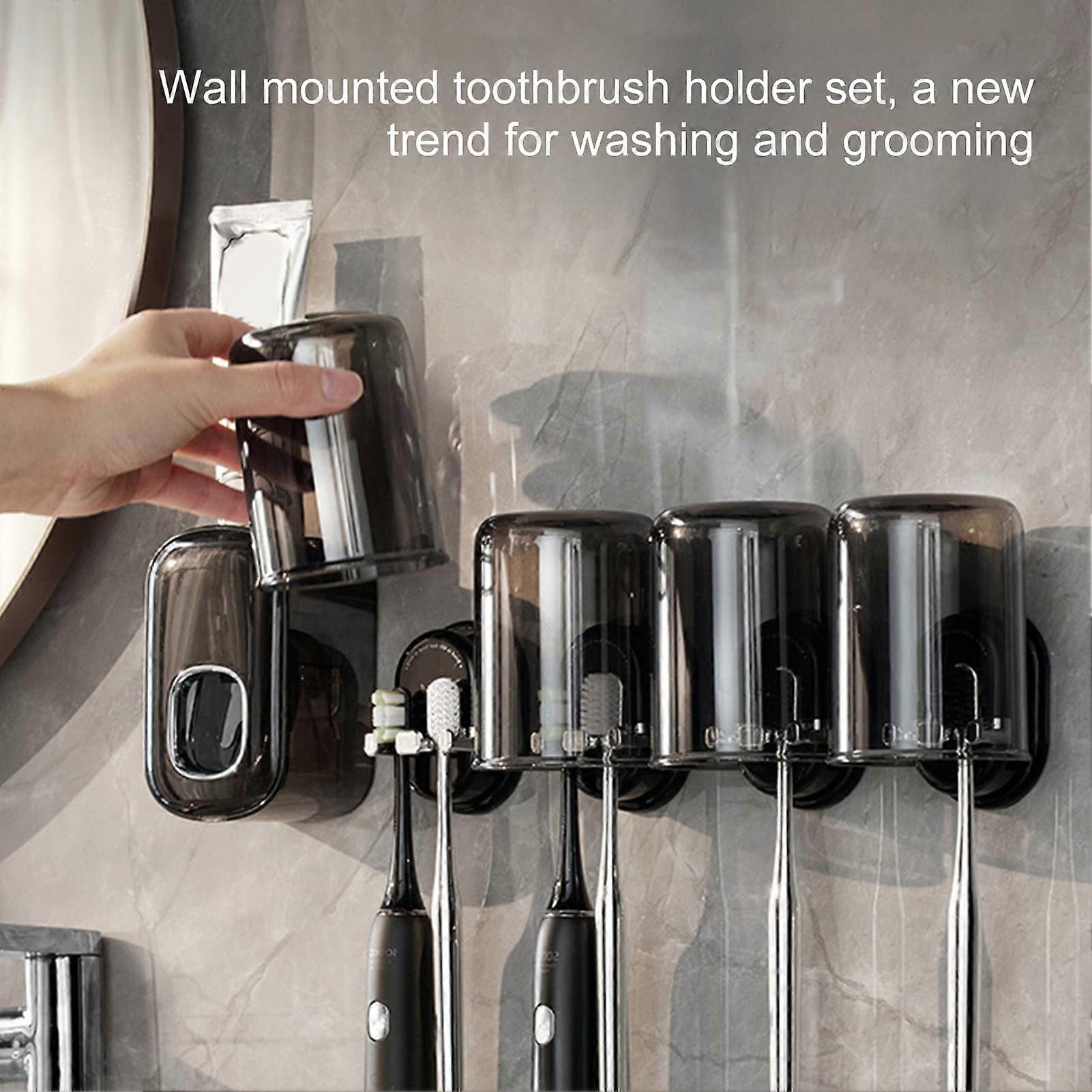 SUSUchens Toothbrush Holder Wall-Mounted, No-Punch, Double-Clip, Efficient Drainage, Compatible with Various Brushes, Yellow