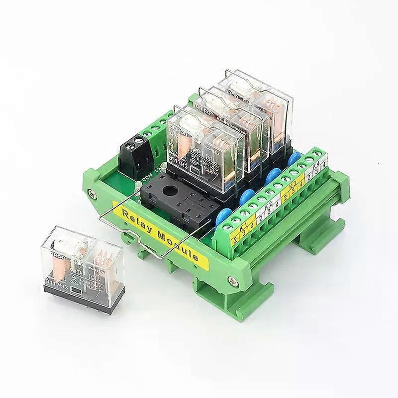 DIN Rail Mount 4 channels 16A Power Relay Interface Module 1 NO+1NC G2R-1-E DC12v/24V Relay PLC Signal Isolation Amplifier