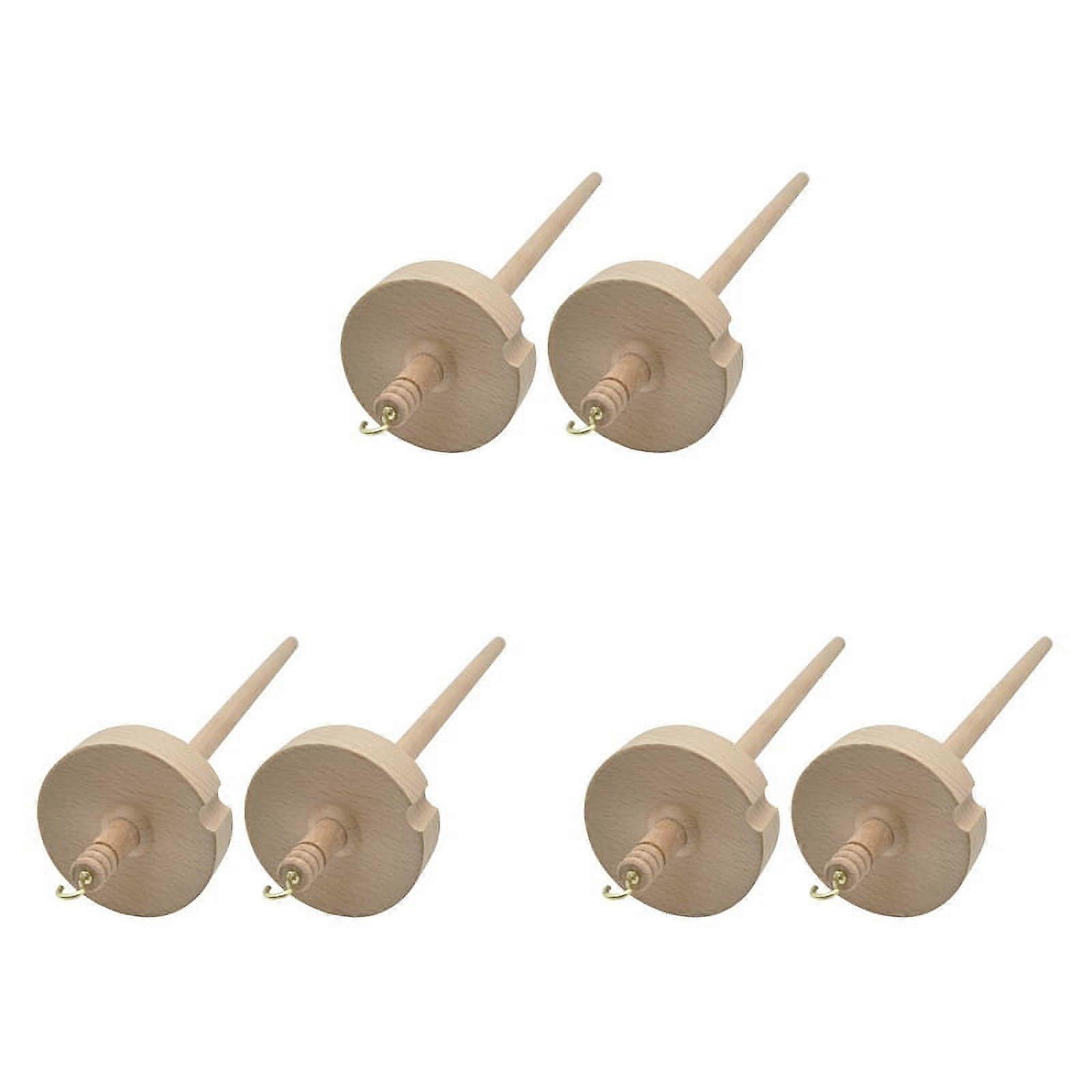 6Pcs Drop Spindle for Spinning Wool Yarn Spin Top Whorl Drop Spindle Hand Carved Wooden Tool for Beginners
