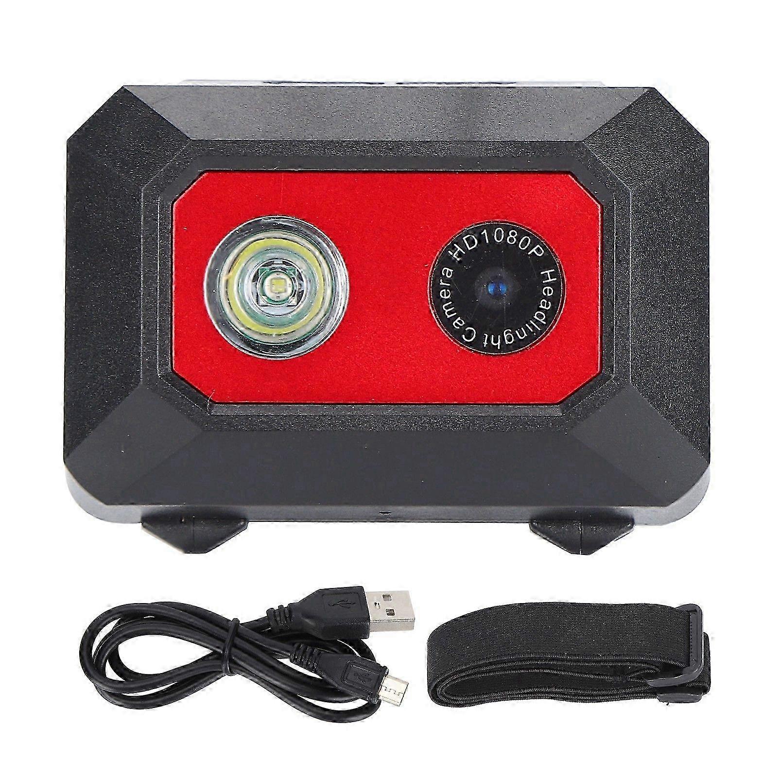 Sports Camera Mini High Definition Camera with LED Searchlight and High Elastic HeadbandRedHwy