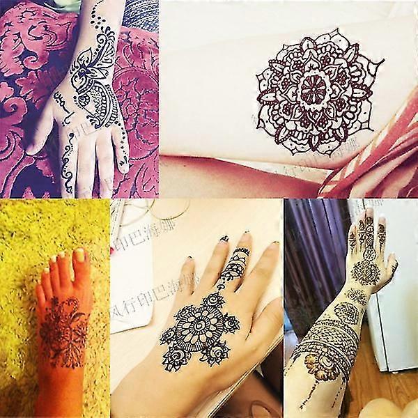 3 قطع طازجة عالية الجودة البني الداكن الطبيعي الحناء مهندي مخروط الوشم المؤقت مع قالب