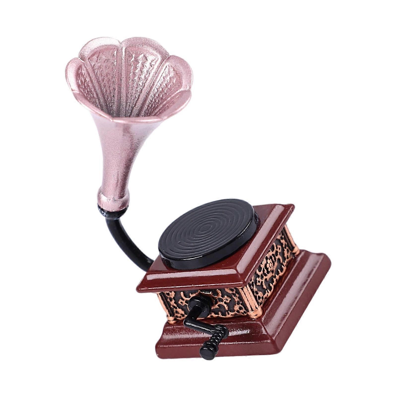 Traditional Tiny Phonograph Model Model House Decoration Genuine Old Studio Scene Setting Multicolor