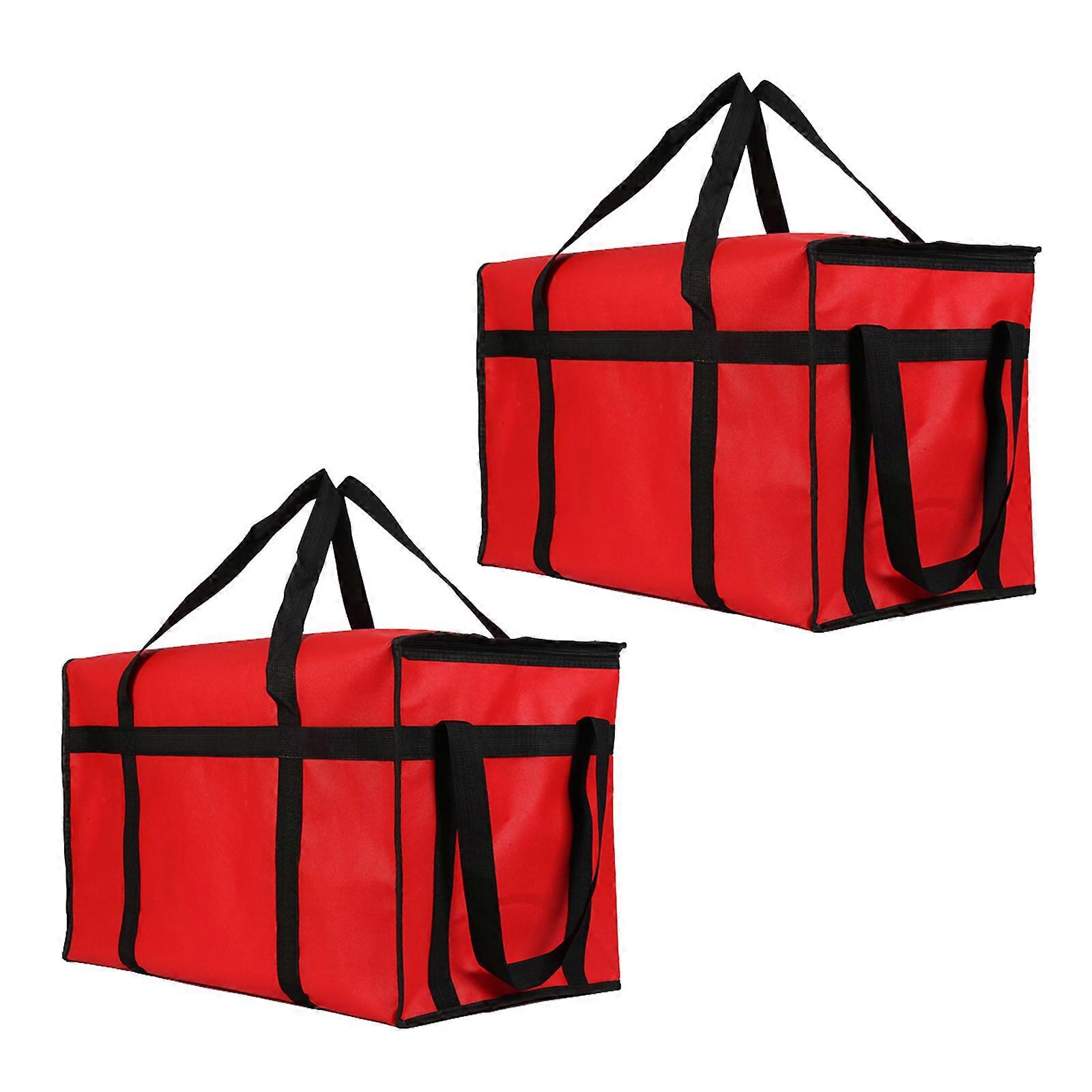Folding Insulated Food Delivery Bags Large Capacity Thermals Storage Waterproofed Camping Cookware For Picnics Event  red