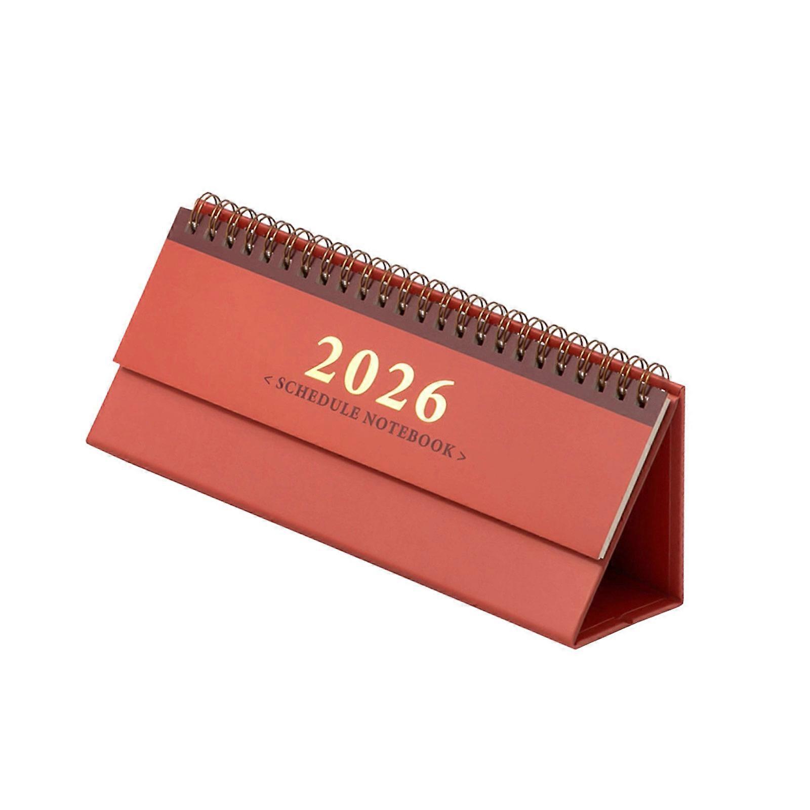2026 Desk Calendar Twin-Wire Binding Calendar Standing Calendar Desktop Calendar Horizontal Planner  Red