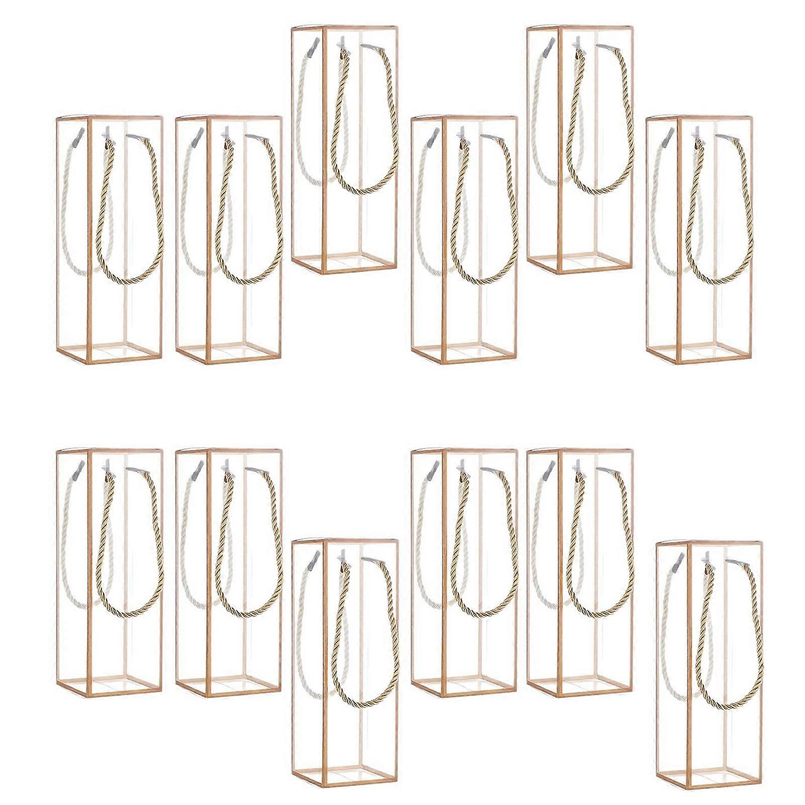12Pcs Multifunctional Clear Rectangular Favor Packaging Boxes With Gold Edging For Sophisticated Gift Presentation Multicolor