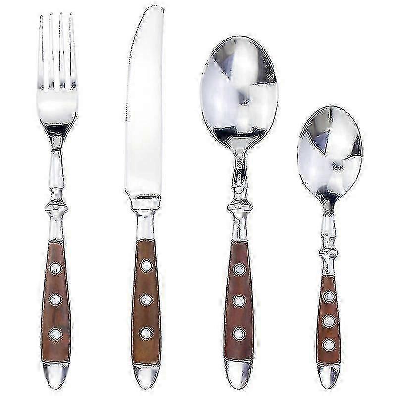 Ensemble de couverts occidentaux classiques et élégants en acier inoxydable avec rivets en résine, 4 en 1, ustensiles délicats, vaisselle pour la maison