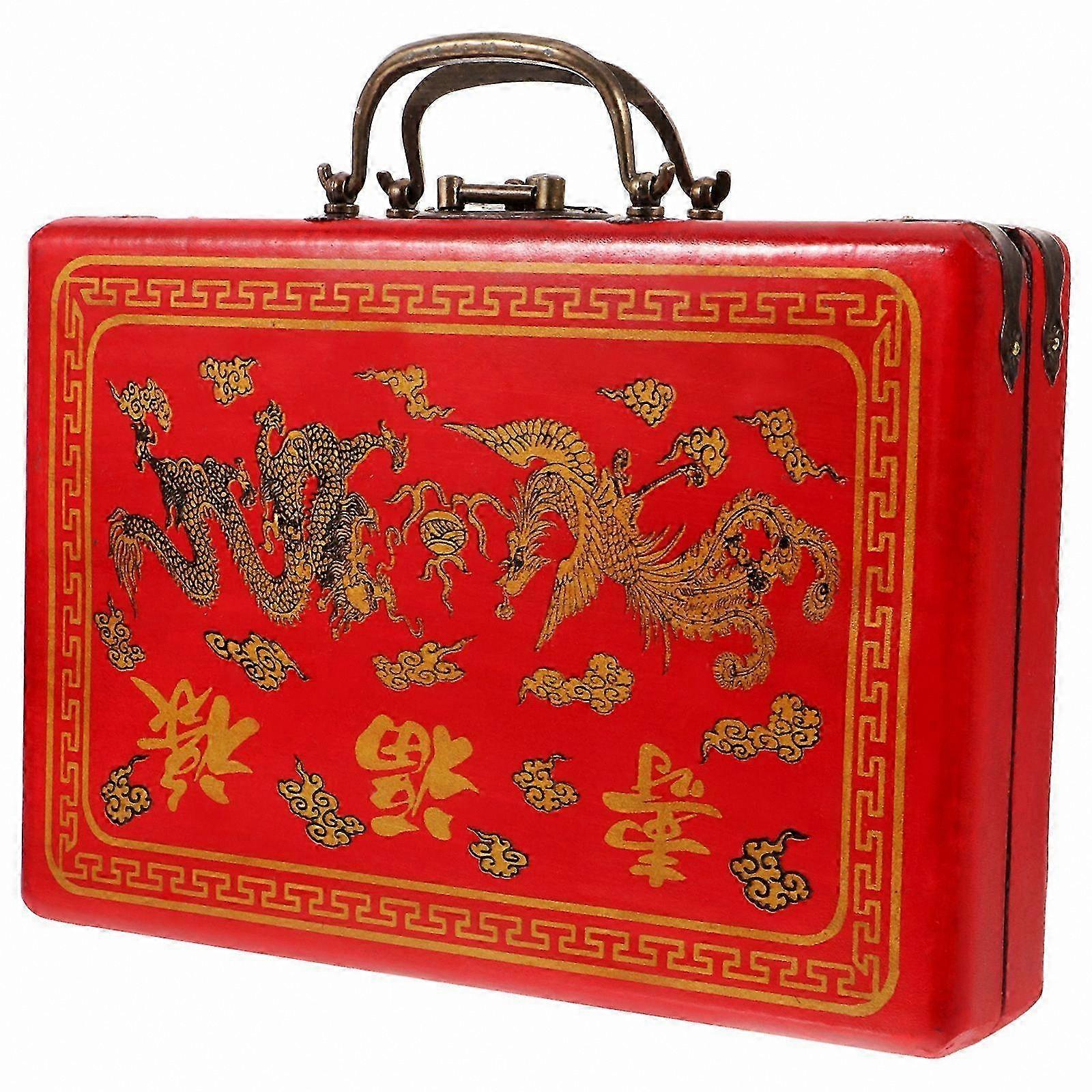 Traditional Mahjong Tiles Storage Box Rectangle Container for Tile Games