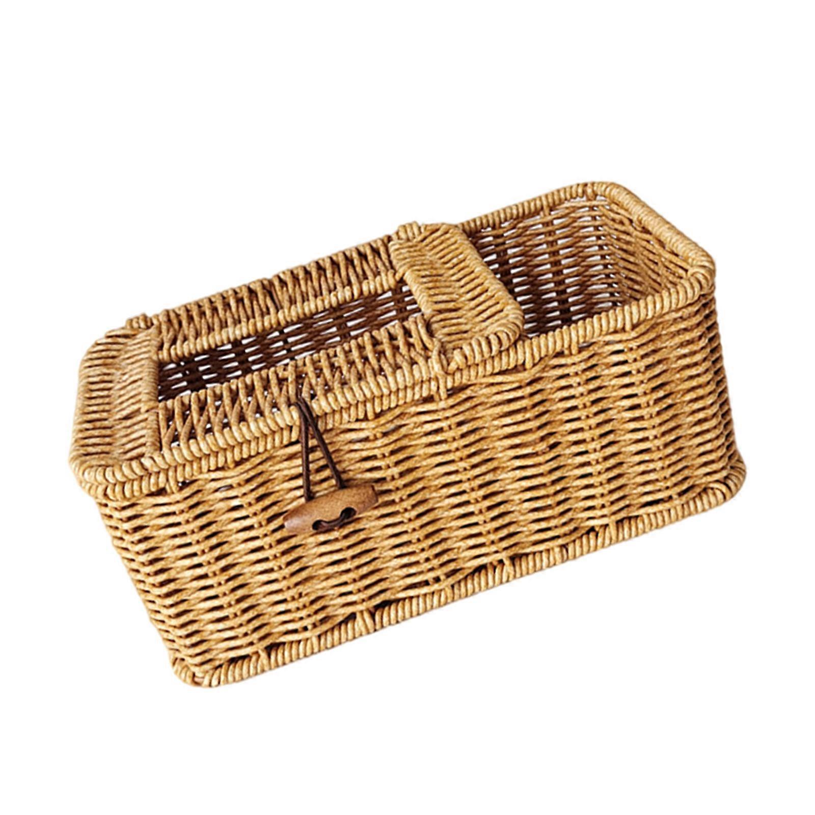 Firkantet Håndvevd Vev Boks Dekker Med Sidearrangører For Stue Servanter Kontor Karameller Håndvevd Holder Flerfarget