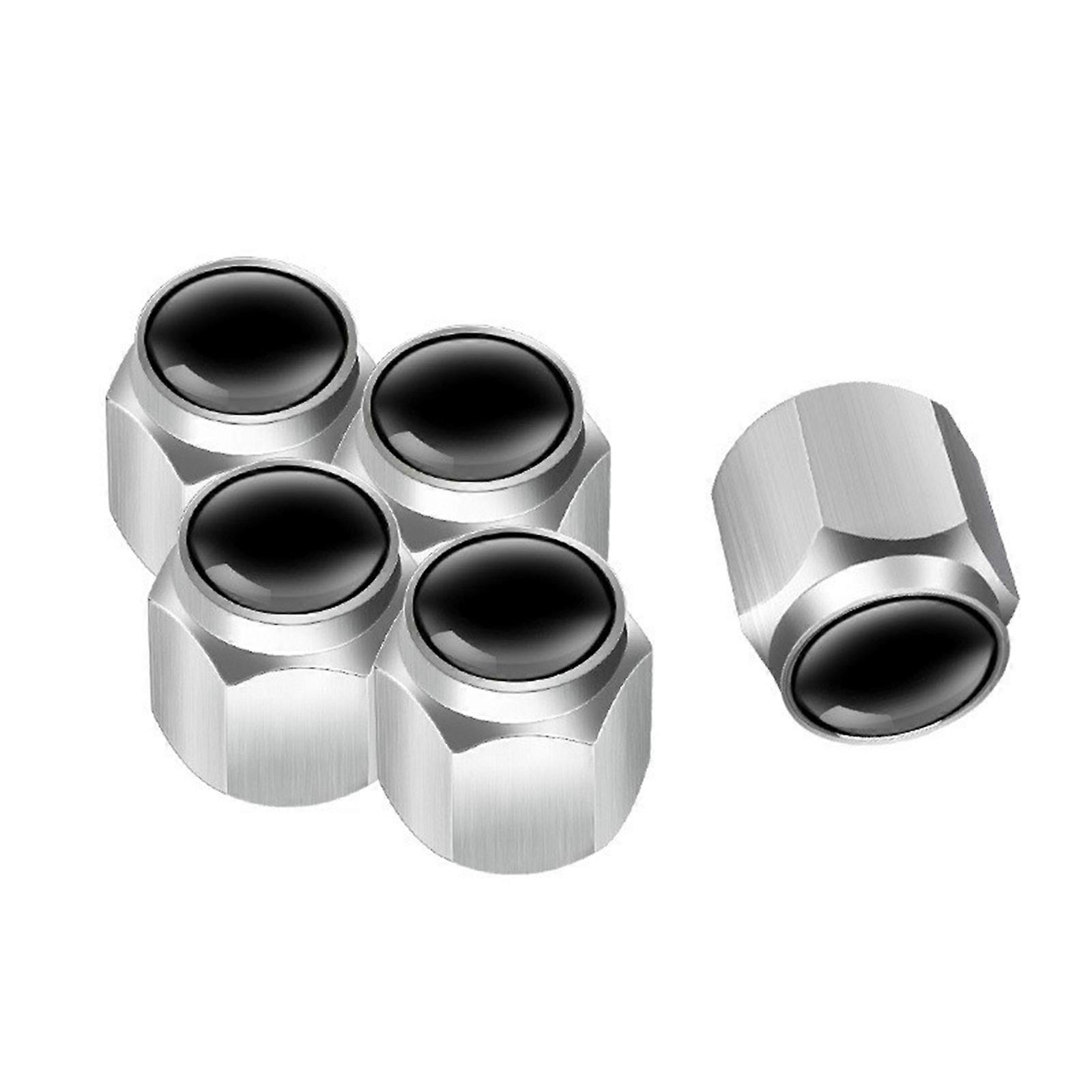 5 יחידות שסתומי צמיגי מתכת כובעים גומי אטום אבק עמיד בפני מזג אוויר שסתומים כובעי התקנה מהירה לאופנועי רכב כסף