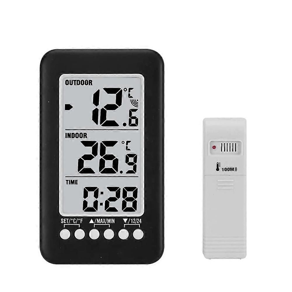Digital Thermometer Meter with Clock Function Outdoor Indoor LCD Wireless Temperature Thermometers Weather Station