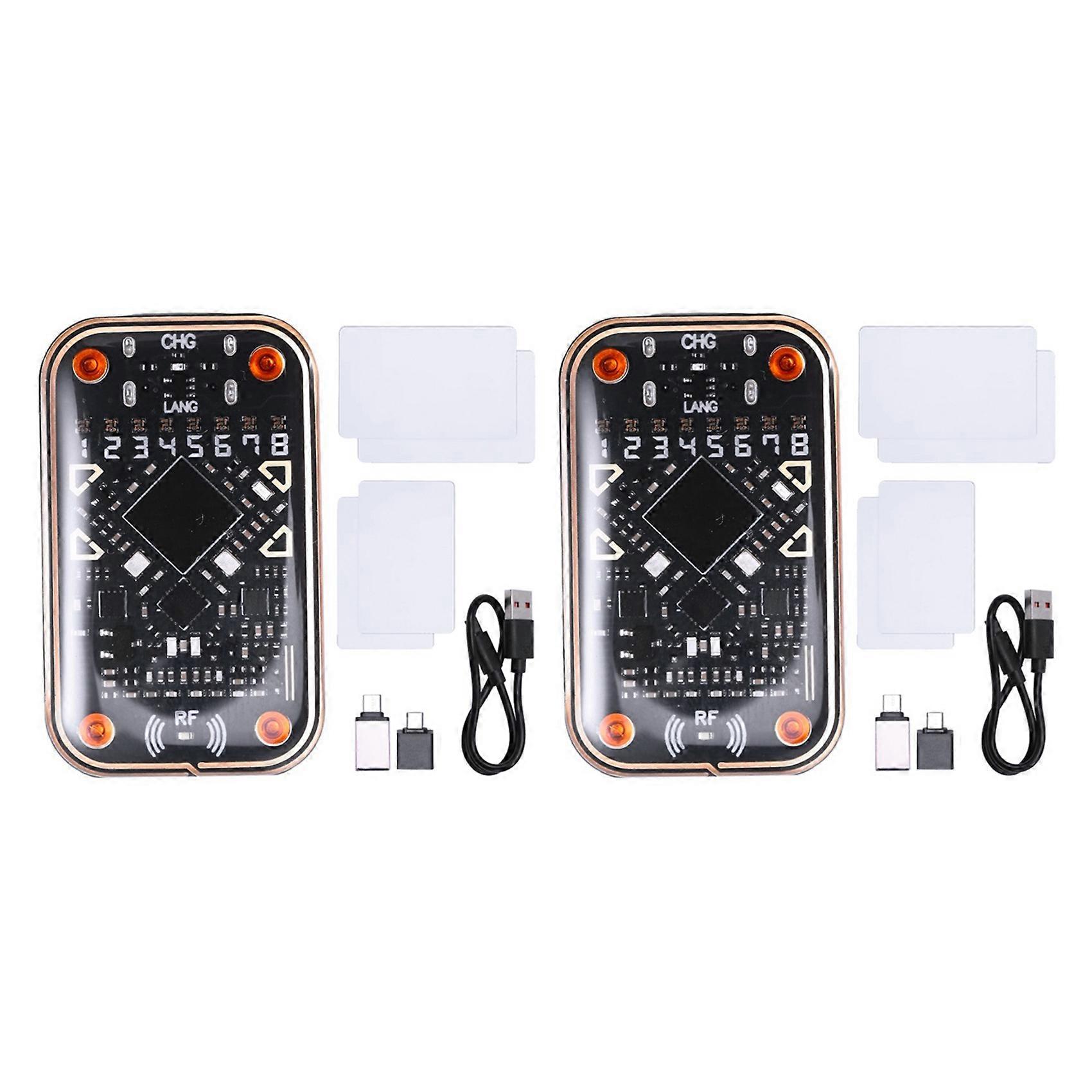 2X Chameleon Ultra V2.0 RFID Smart Chip Reader Card Emulator+2XCUID/UID Card 125K 13.56M Card Decode NFC Duplicator