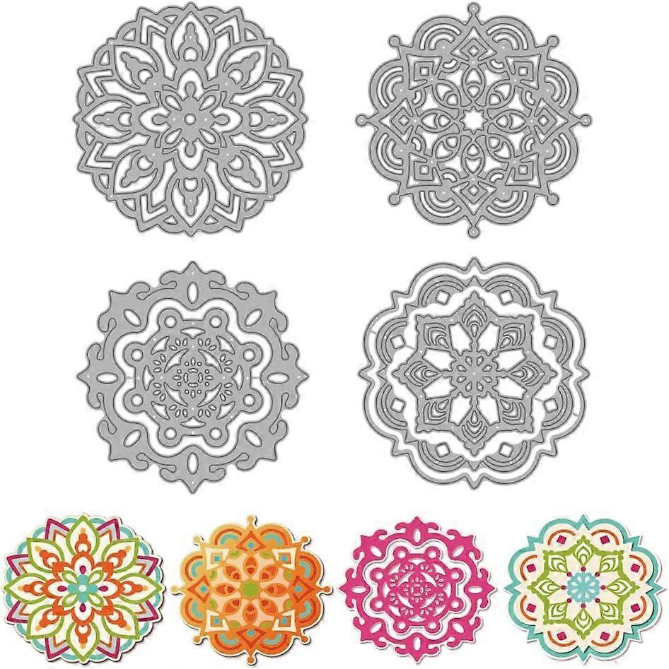 Mandala Pattern Cutting Dies Retro Flower Pattern Metal Die Cuts Template Papercutting Art Crafts Embossing Carbon Steel Stencils for Card Making DIY 