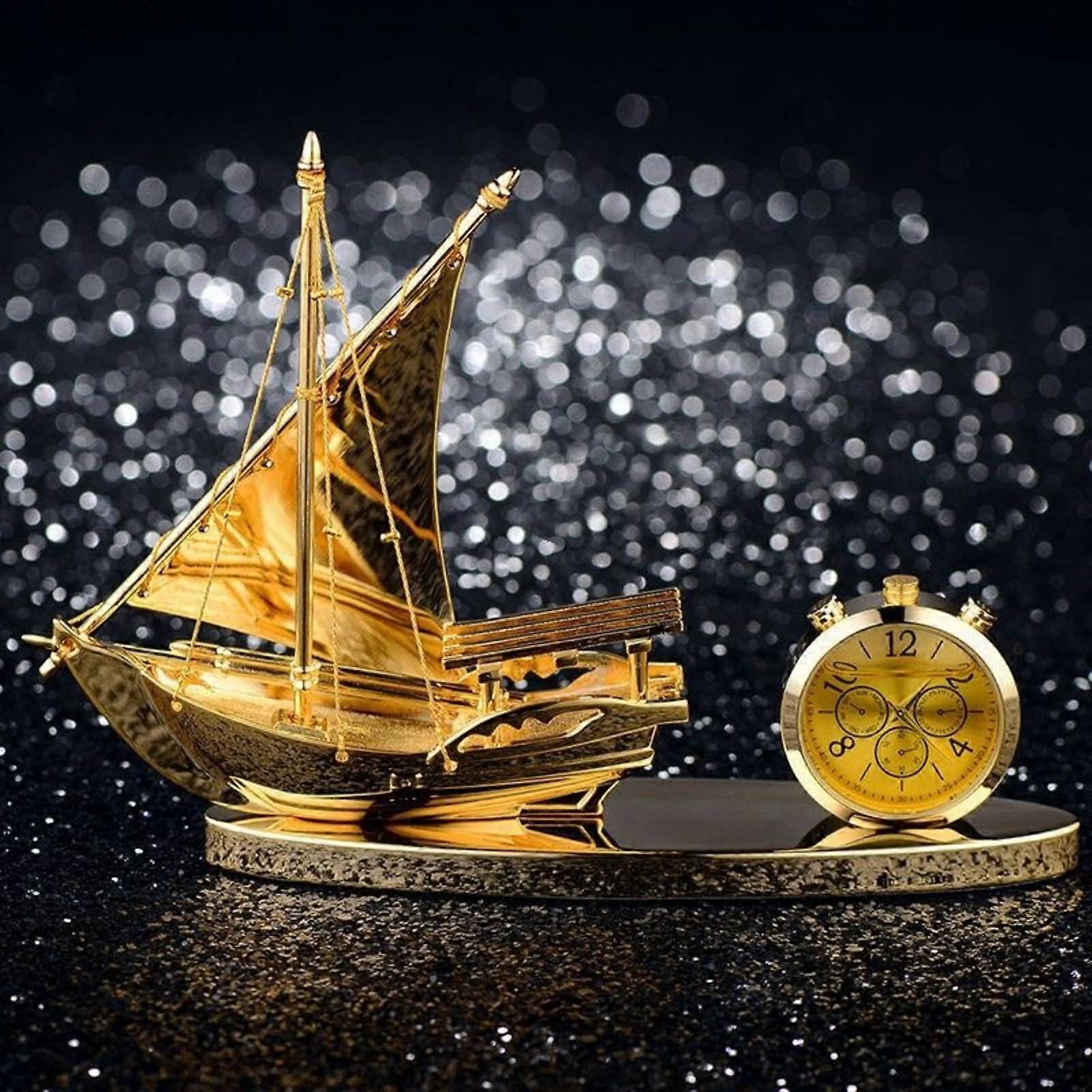 Car Air Freshener Diffuser with 24k Gold Plated Sailboat Decor for Essential Oils and Custom Scents