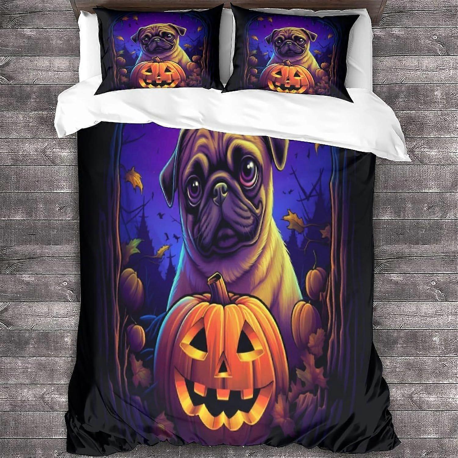 LikeEj PUG طقم مفروشات غطاء لحاف غطاء لحاف غطاء لحاف غطاء مفروشات أطفال 3 قطع ملك