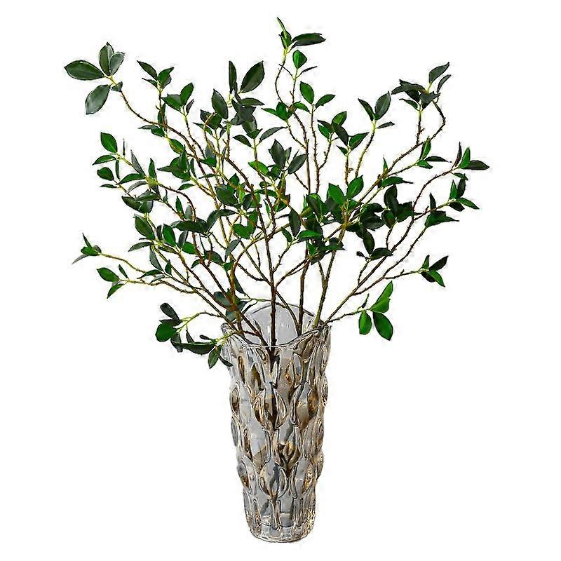 Artificial Banyan Tree Branches Set of 4, 43in Green Stems with Leaves for Home, Office, Wedding, Vase or Store Decoration