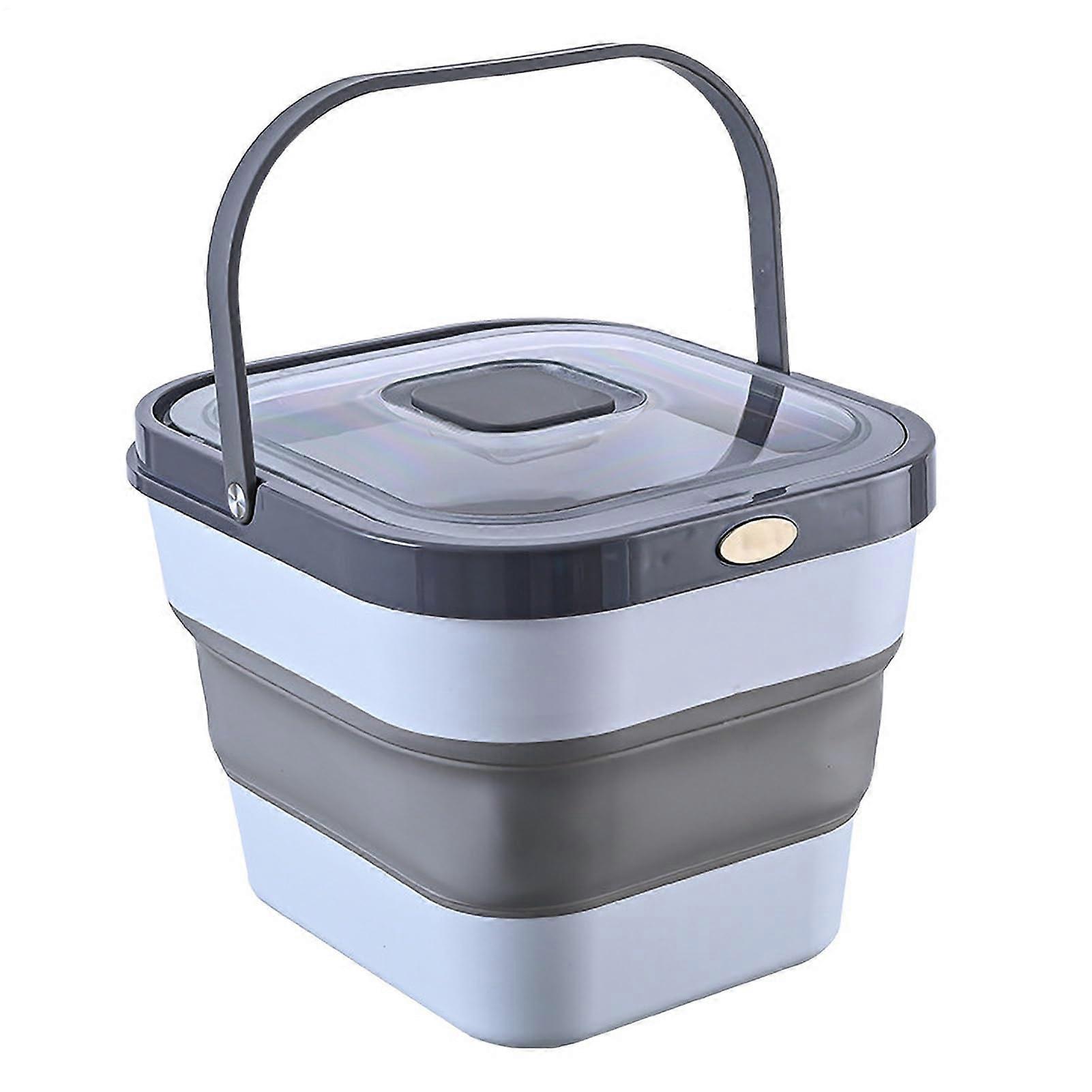 Folding Airtight Food Tub Large Dog Cat Food Storage Bin With Wheels Gray Foldable Pantry Container Lid