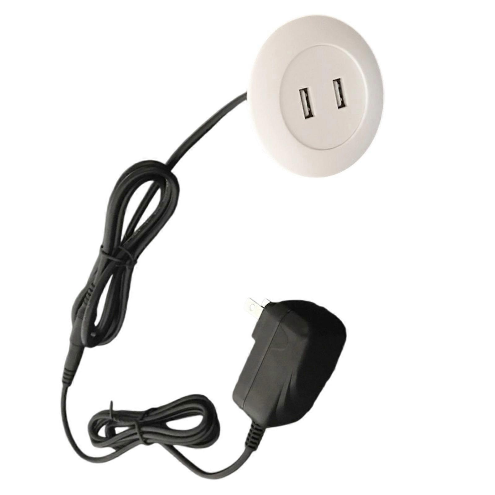 Concealed USB Panel Socket Double USB Charging Interface Multifunctional Furniture Sofa Desktop Embedded USB Socket  White