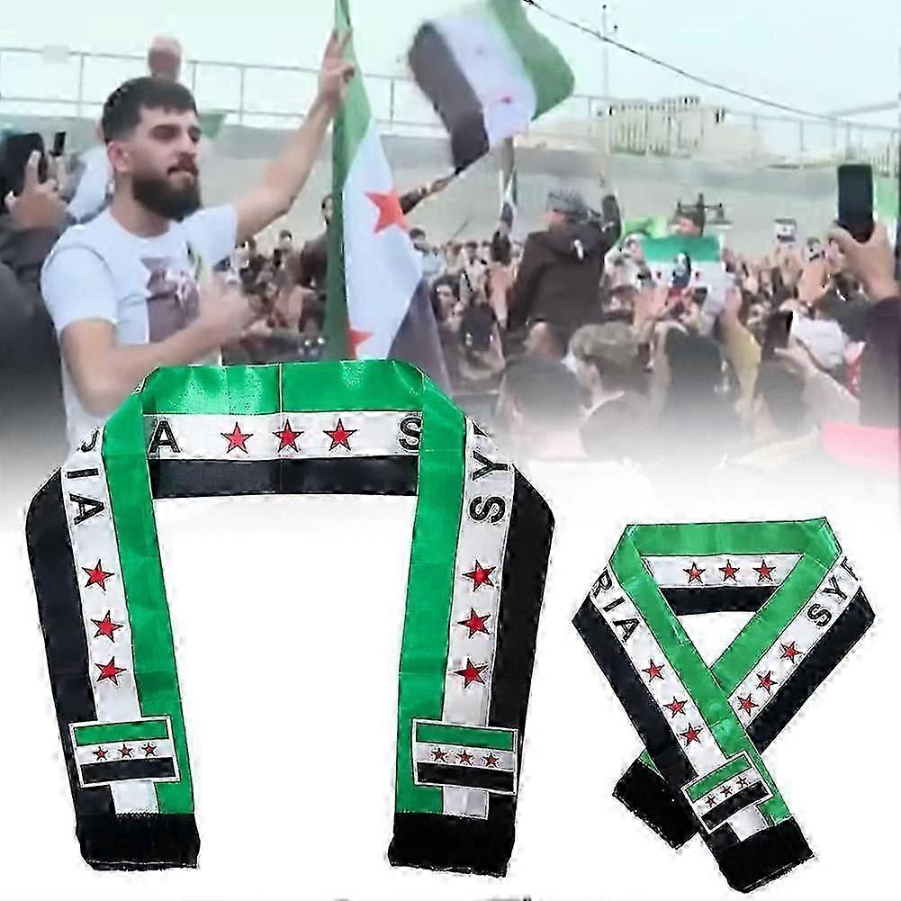 צעיף קל משקל בסגנון הדפס דגל סוריה, 135 ס"מ / 53.14 אינץ'