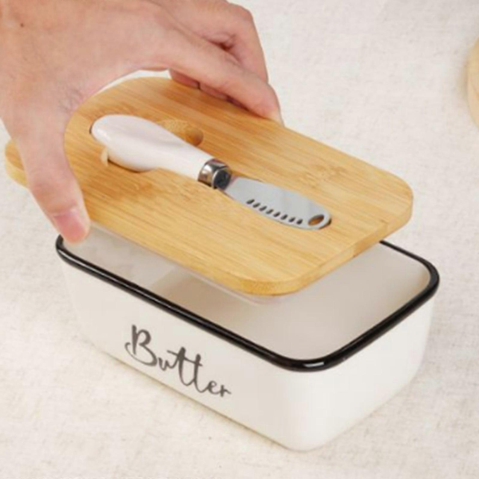 Daiosportswear Summer Fridays Rectangular Ceramic Butter Box with Multifunctional Knife Western Style Butter Box Butter Storage Box