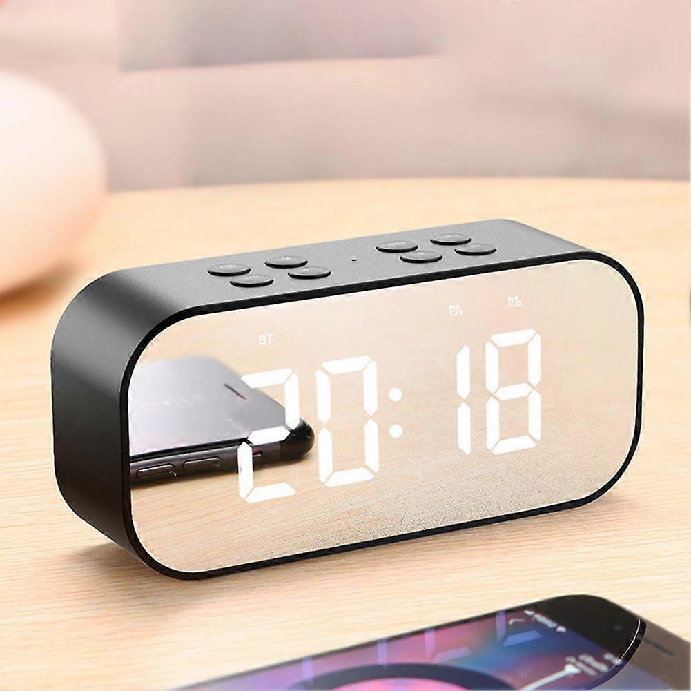 SUSUchens BT501 Mini Wireless Bluetooth-compatible Subwoofer Speaker Mirror LED Display Alarm Clock Red
