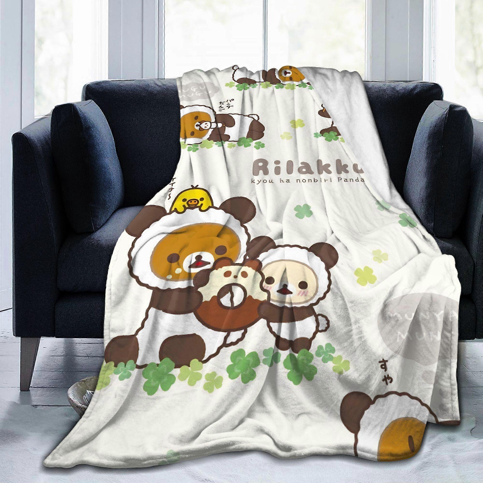 Kawaii Rilakkuma  Blankets Flannel Printed  Multi-function Warm Throw Blanket for Bed Car Bedspread