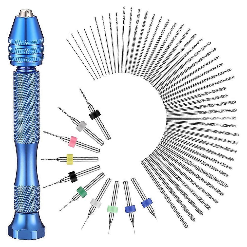 57PCS Hand Drill Bits Set, 46 Pcs Pin Vise Micro Twist Drills and 10 Pcs PCB Mini Cutting Bits for Resin Clay Craft