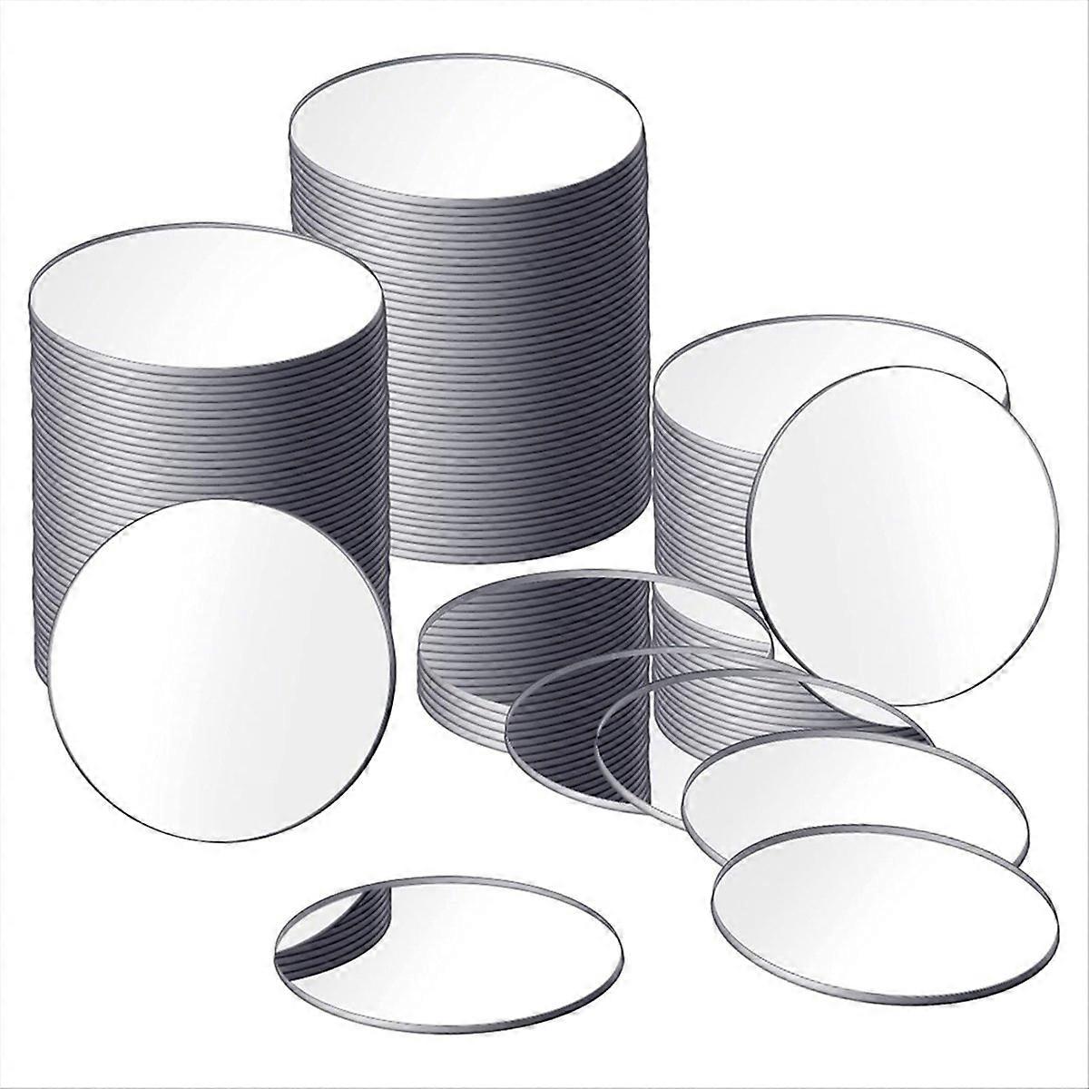 25Pcs Mini Adhesive Small Round Mirror for Crafts(3 Inch in Diameter)