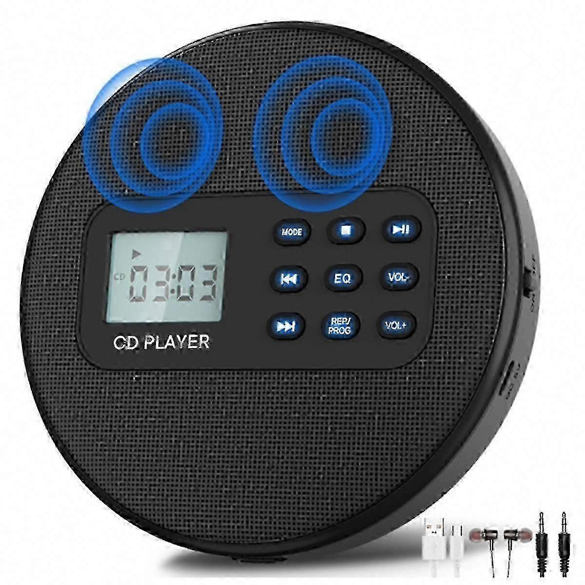 Portable CD Player with Built-in Speakers and Headphone Jack for Music On-the-Go