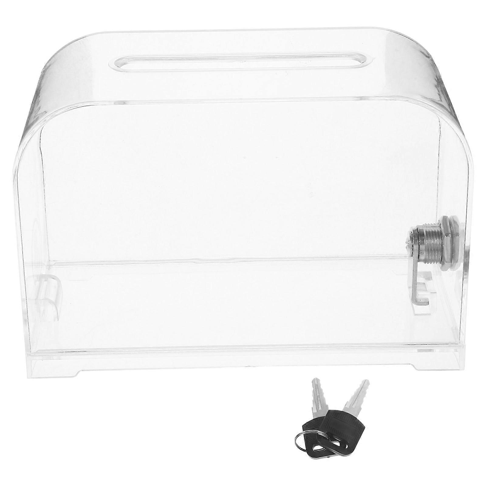 Donation Box Acrylic Name Card Box for Storage 2Pcs with Lock Keys