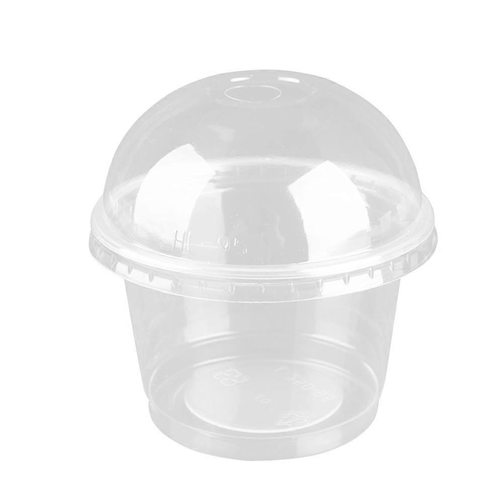 25pcs 250ml Disposable Salad Cup Transparent Plastic Dessert Bowl Container with Lid for Bar Cafe Home (Dome Lid with Hole)