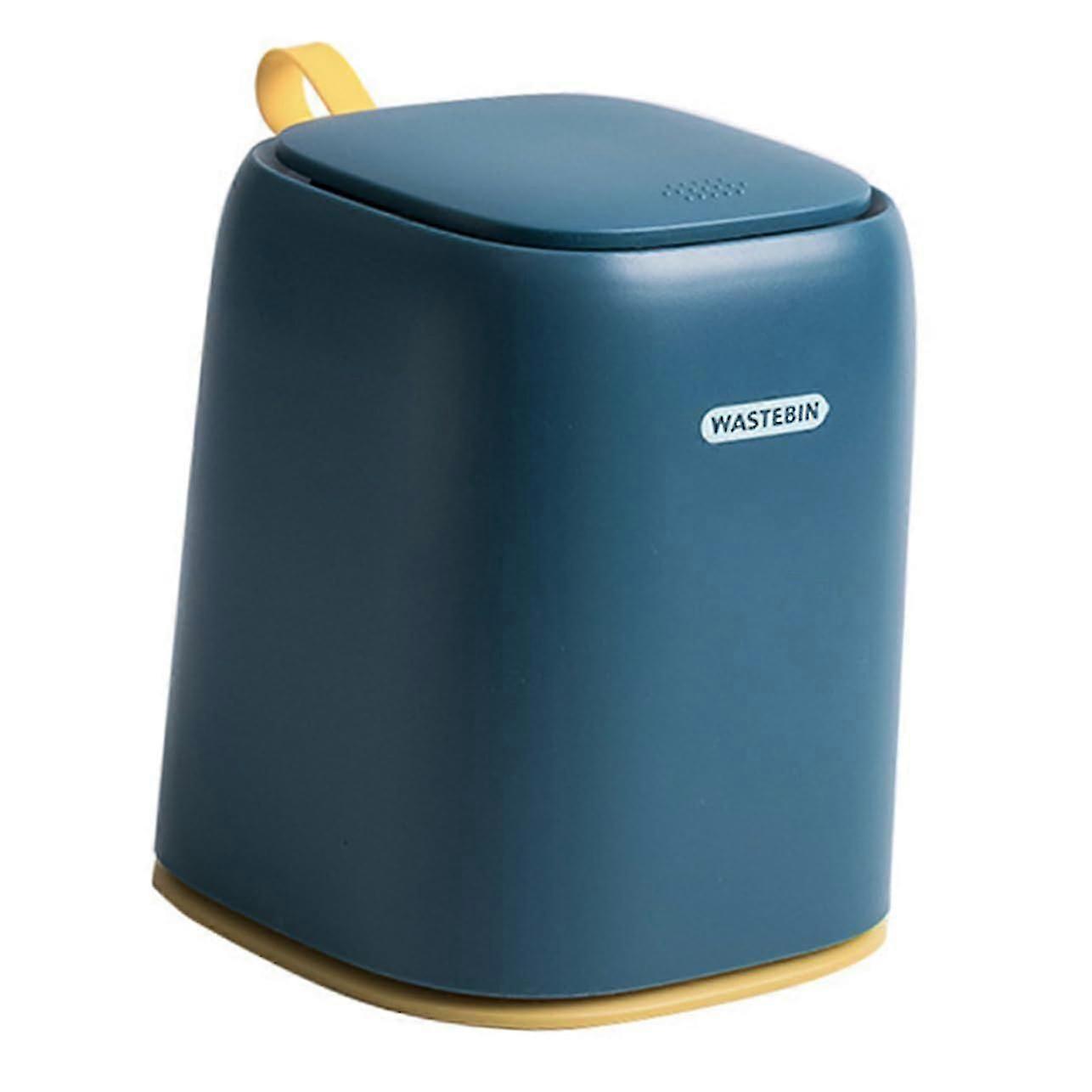 Waste Container Lid PushType Office Bin, EasyLift Handle, Stacking Trash Can For Desktop Living