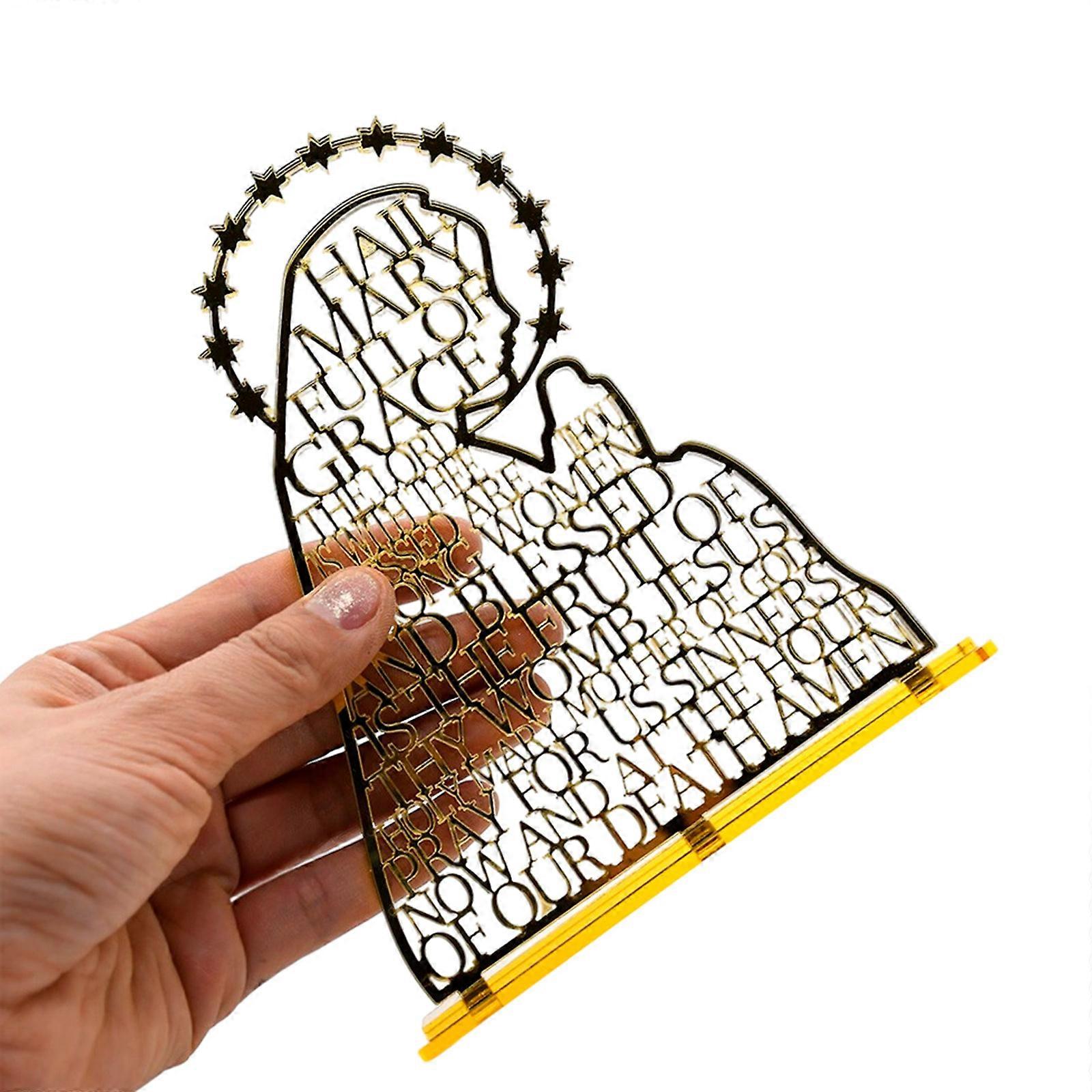 Fin kvalitet skrivebord akryl mor stående figur elegant håndverk symbol på tro for kristne troende flerfarget