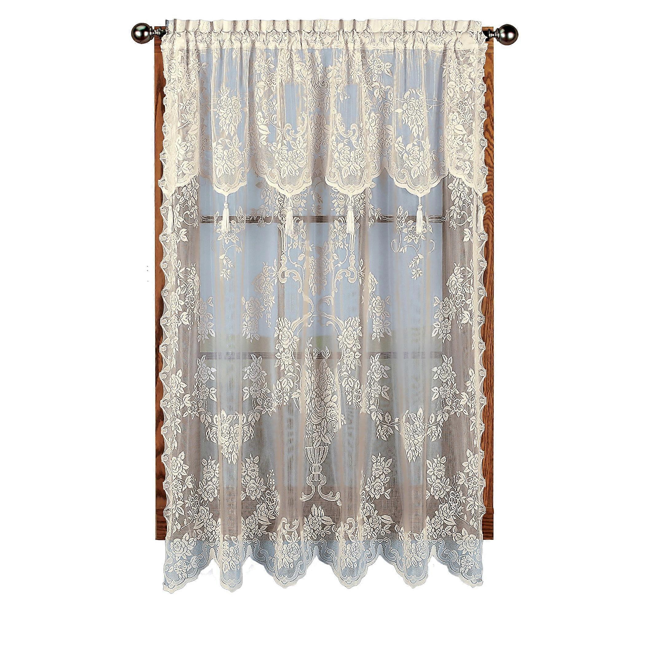 Collections Etc Elegant Lace Panel W/ Valance Ecru 56" x 84"