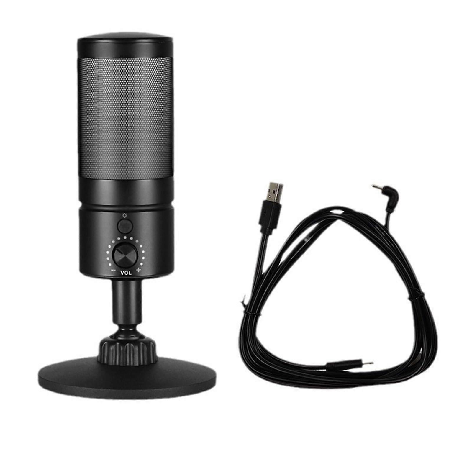 Desktop USB Mic With Color Lights And Quiet Button Condenser Microphone For Recording On Windows Mac Linux