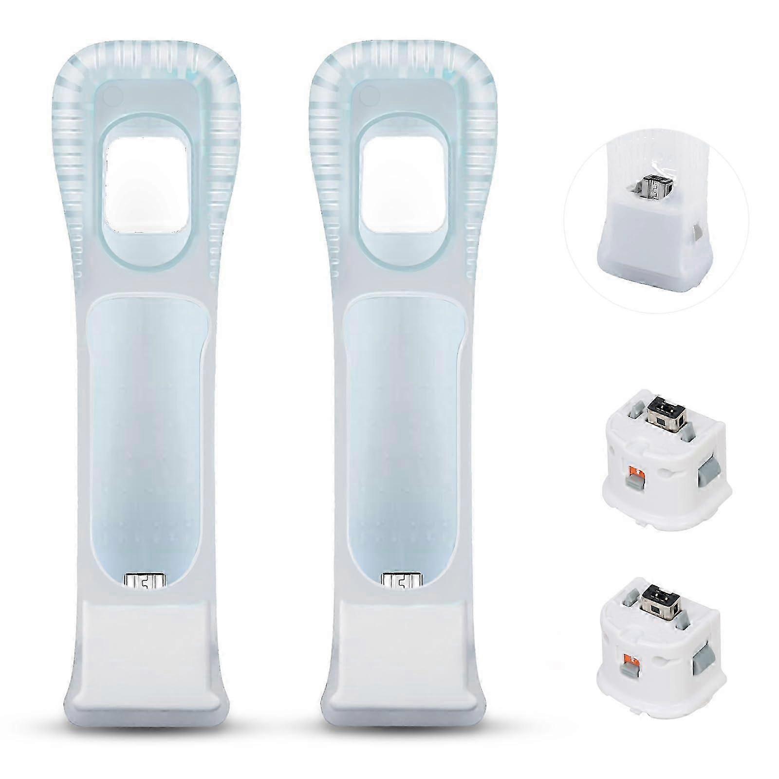 Motion Plus Adapter Sensor with Silicone Case for Nintendo Wii Remote Control, 2-Pack, White, Compatible with MotionPlus