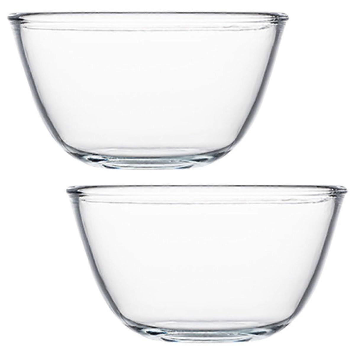 Glass Mixing Bowls and Food Containers Set 2pcs 500ml Odor Easy Clean for Baking Salad Soup