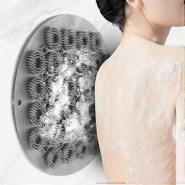Silicone Shower Scrubber with Suction Cups, Hands Wall Mounted Body Scrubber, Adjustable Angle, Gray