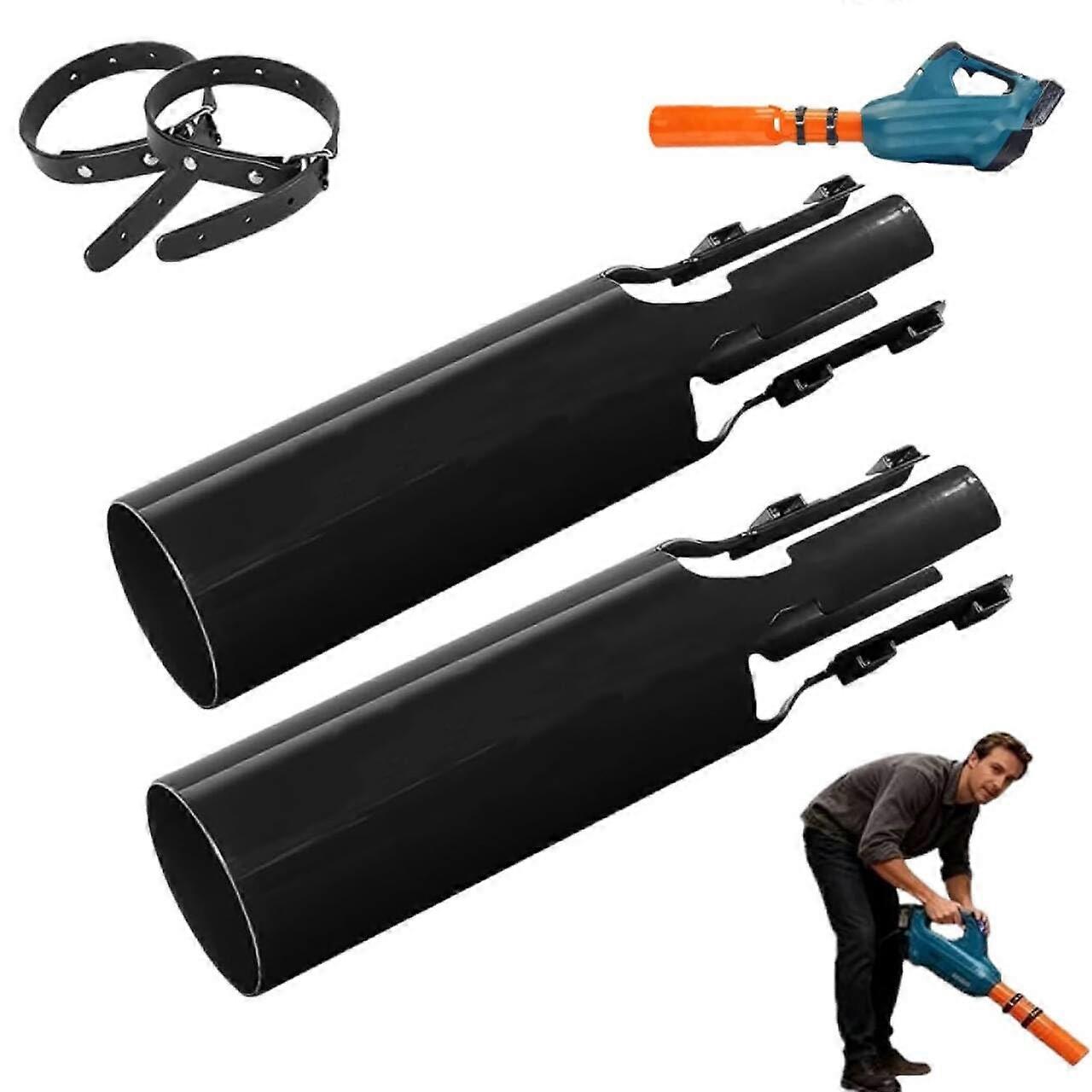 Universal Leaf Blower Nozzle Attachment with Instant Airflow Boost, Weatherproof 2PC Black Tube