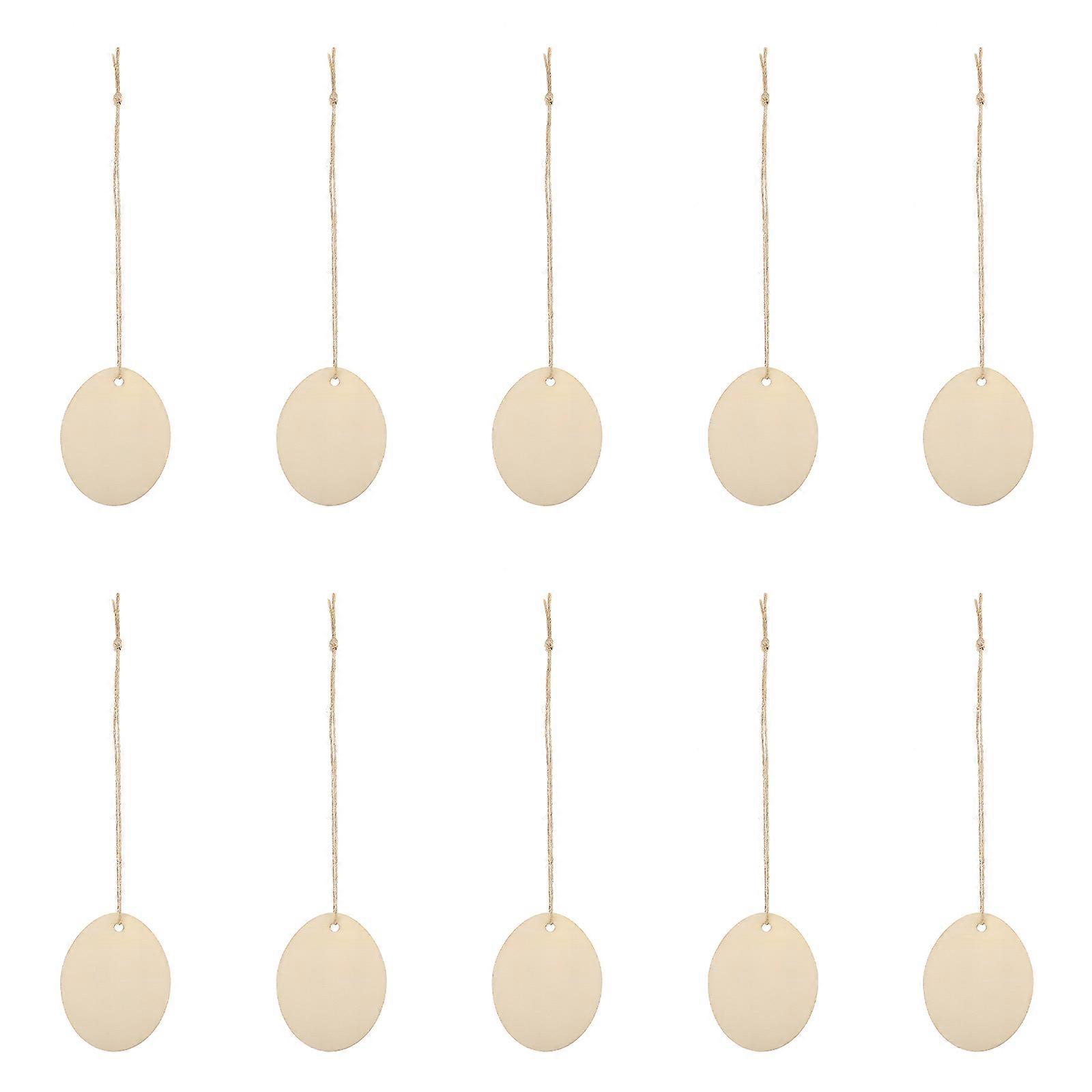 Wooden Egg Shape Pendant for Hanging 10Pcs DIY Easter Egg Slices