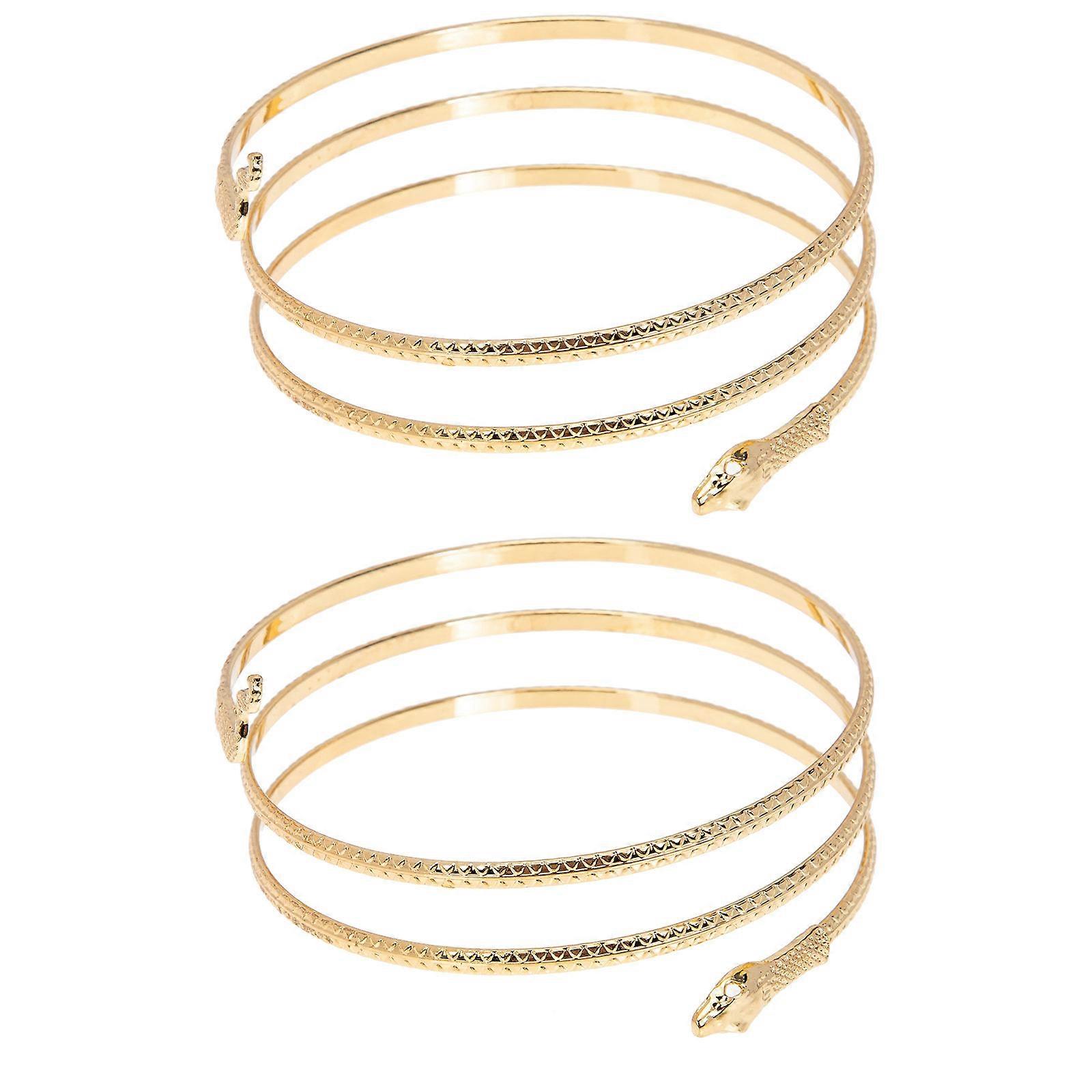 Snake Shape Armlet Coil Wrap Durable Comfortable Wear Jewelry 2Pcs
