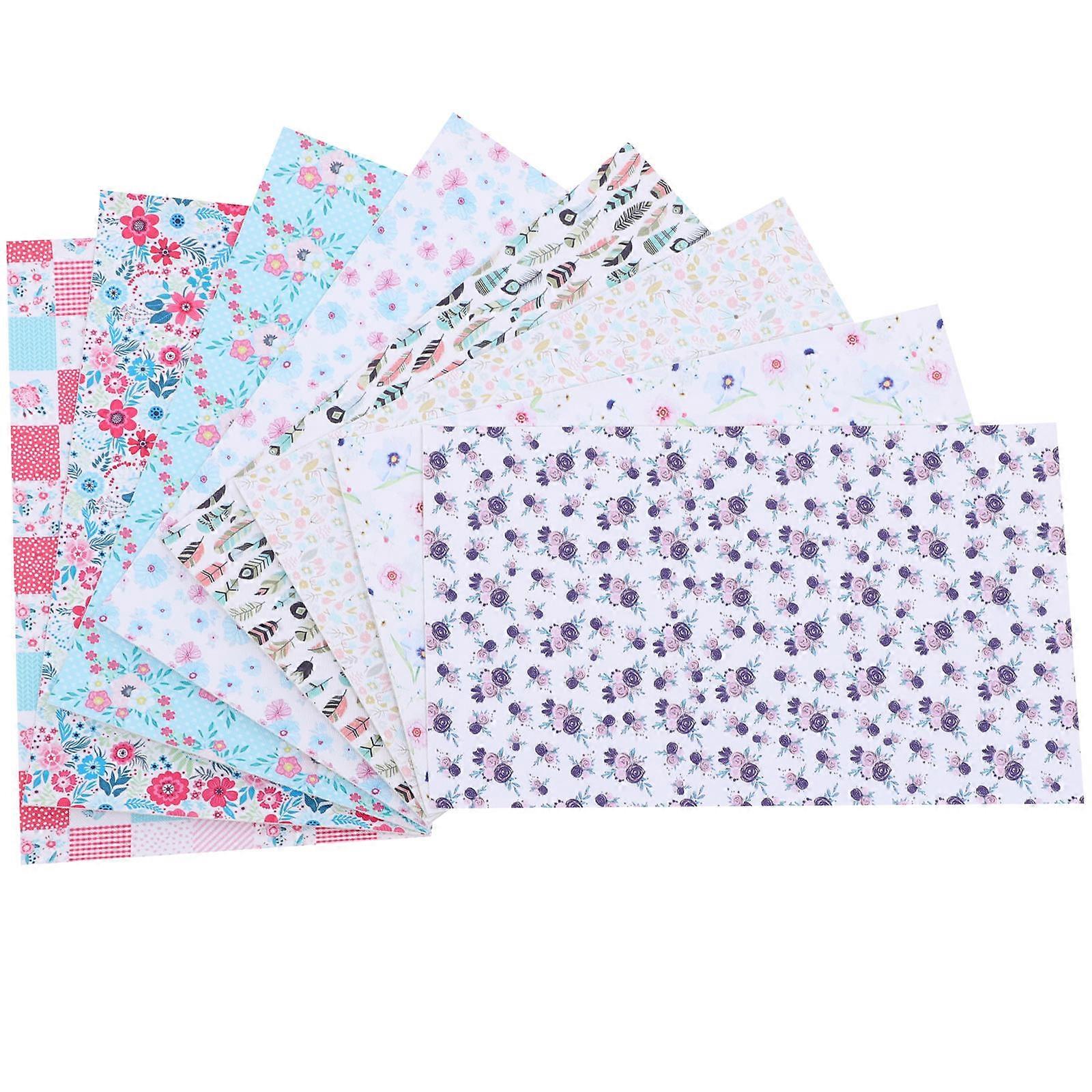 Faux Flower Print PU Sheets for Craft Making 8Pcs Set