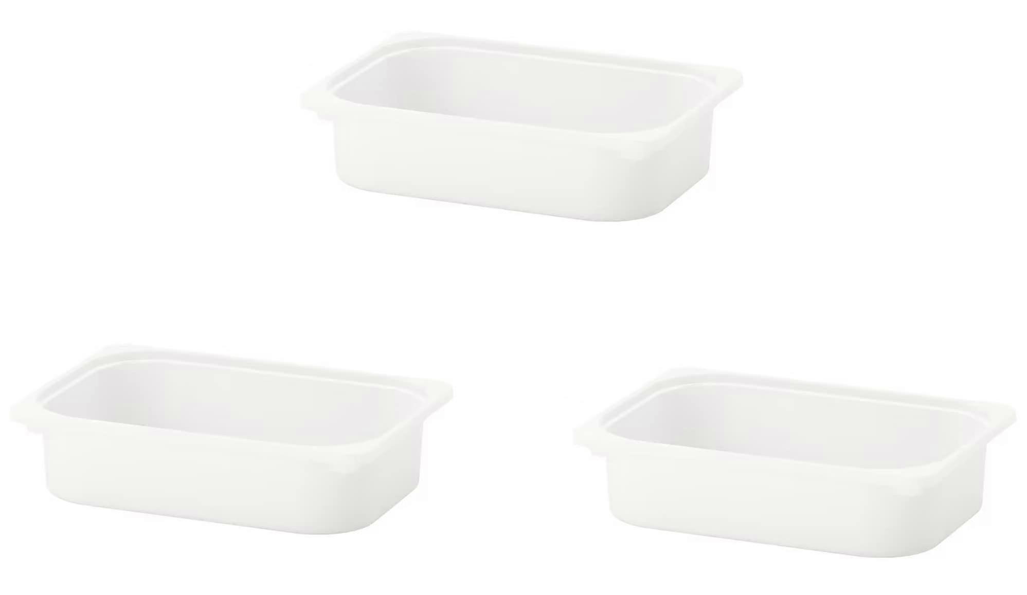 26-27 3 Pack White Storage Boxes Stackable Compatible with Trofast Frames and Lids 16.5' x 11.75' x 4'