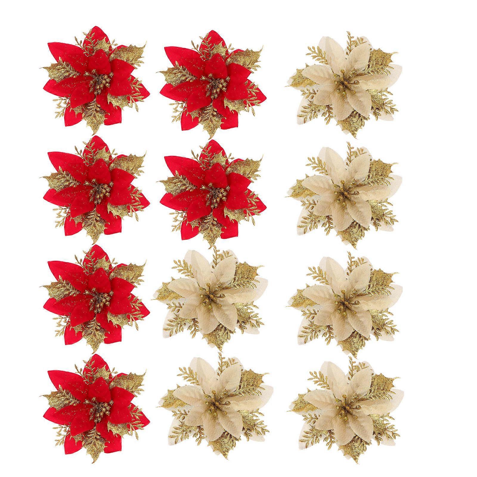 Christmas Simulation Flower Party Accessory for 24Pcs Xmas Tree Decor