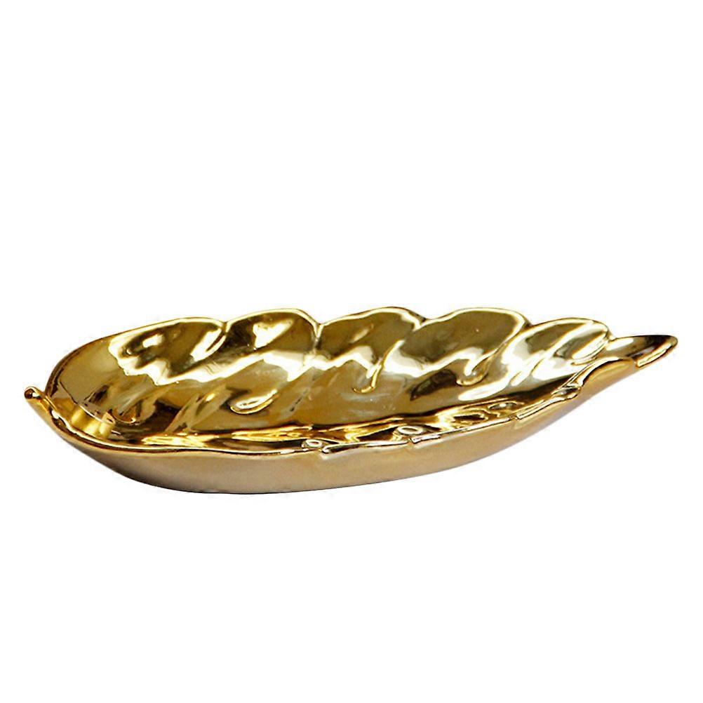 Leaf Design Golden Ceramic Incense Holder for Meditation